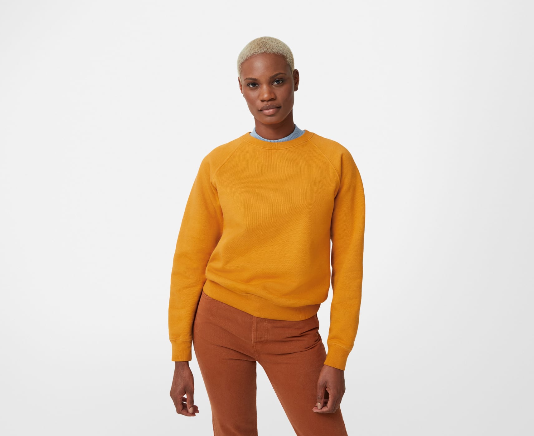 Women's yellow top crew neck sweatshirt